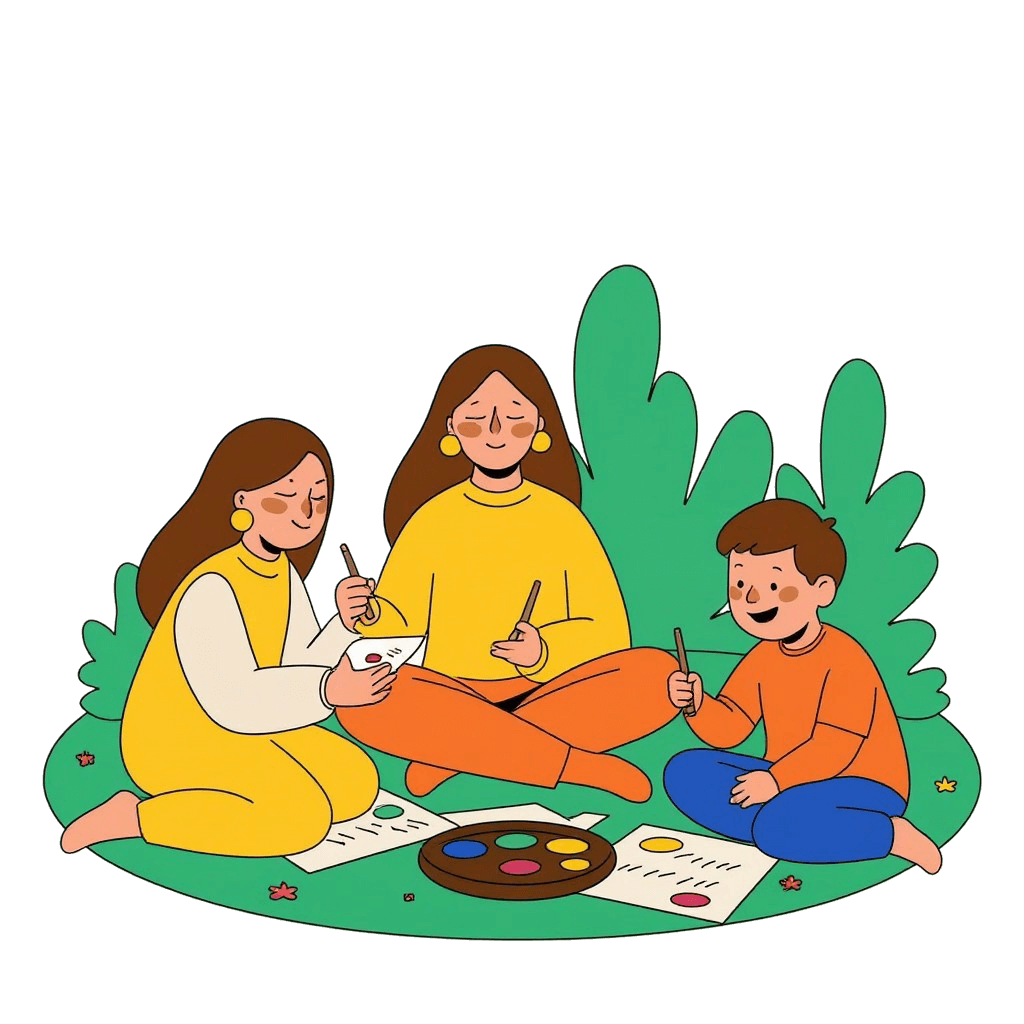 Kinder malen bunt auf großen Papierflächen und entfalten spielerisch ihre Kreativität